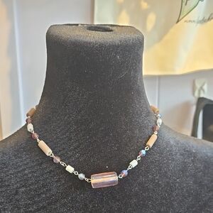 Brand New! Handmade Purple Glass Beaded Choker Necklace